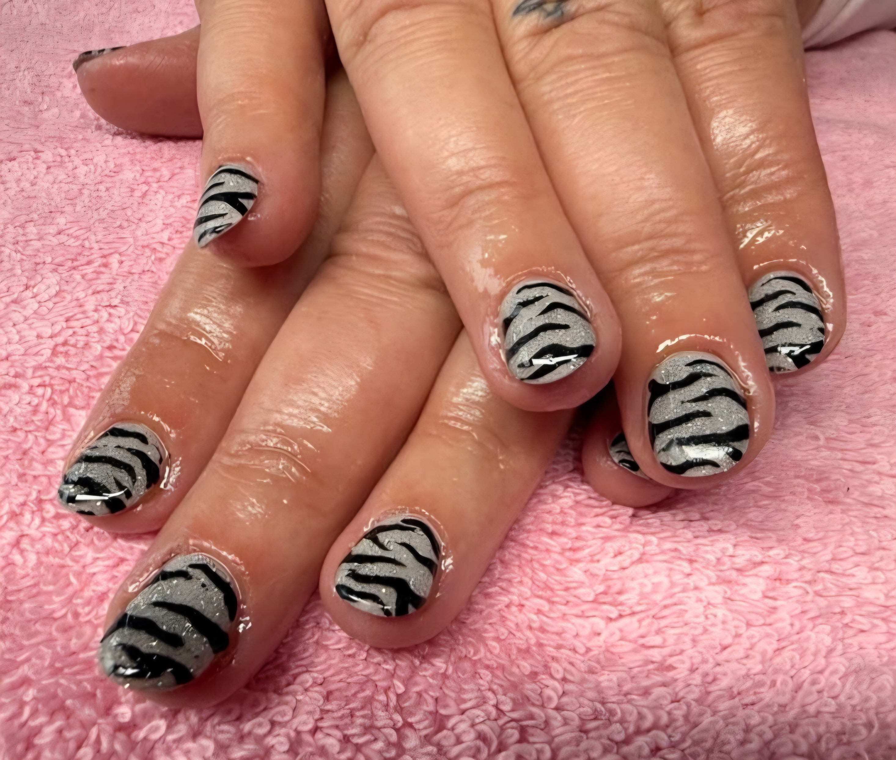 Zebra print nail art by Holly